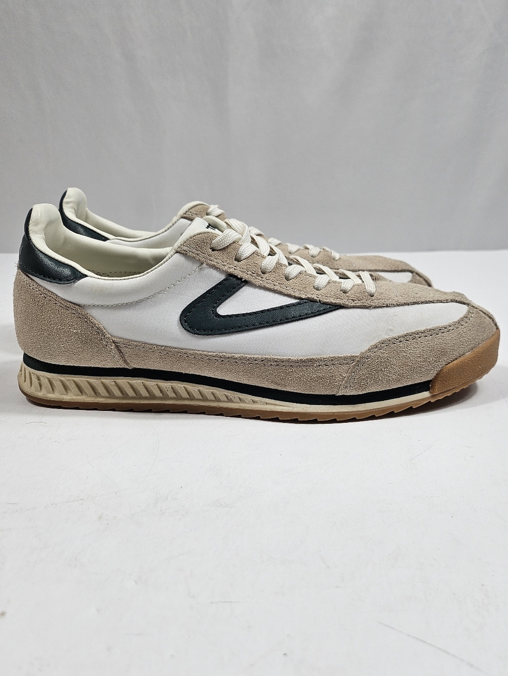 Tretorn Rawlins 2.0 Suede & Textile White  Beige Green Lace Up Retro Sneaker - Picture 3 of 16